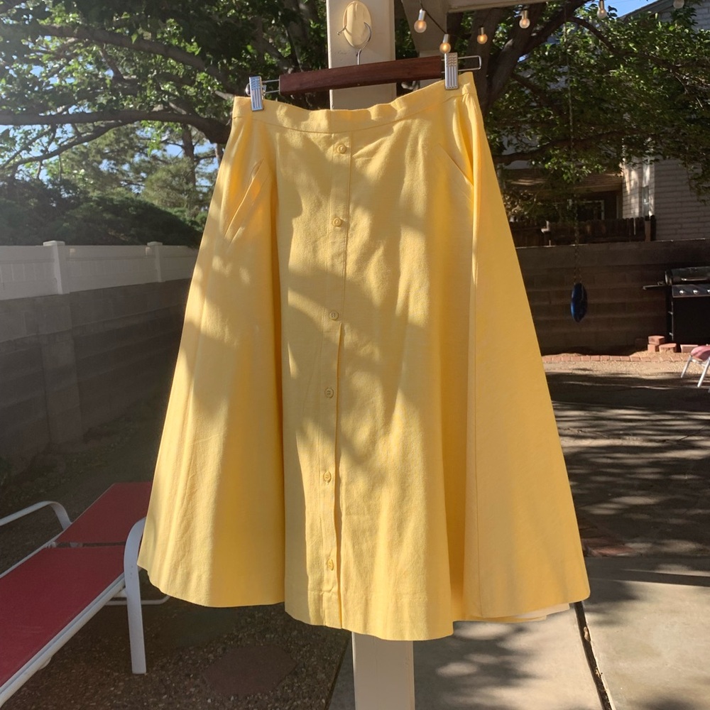 Vivian Chan yellow A-line cotton skirt size M